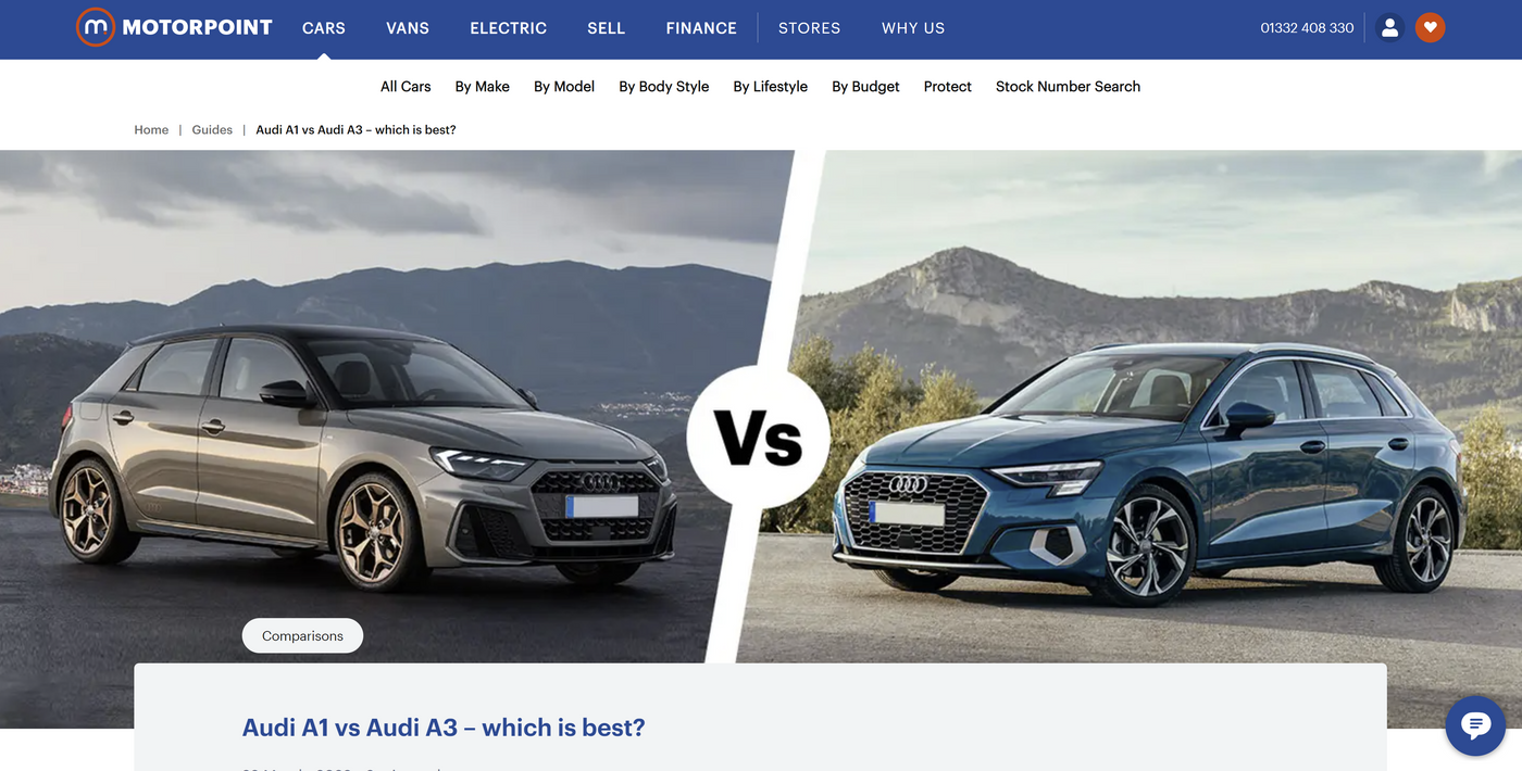Motorpoint guide Audi A1 versus A3 which is best