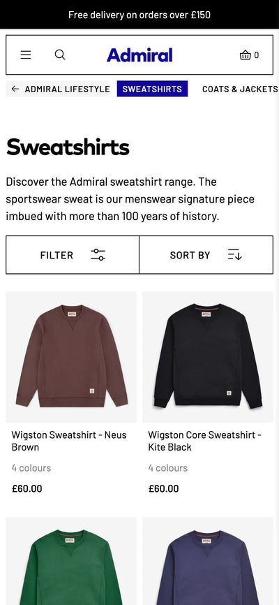 sweatshirts product page